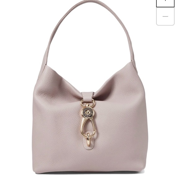 Dooney & Bourke Handbags - DOONEY & BOURKE Pebbled Leather Gray Logo Lock Sac Size 12”x12.5”x5”
